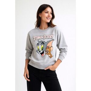 Tom & Jerry Tom And Jerry Women's Classic Catch Sweatshirt Heather Grey size M